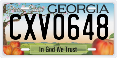 GA license plate CXV0648