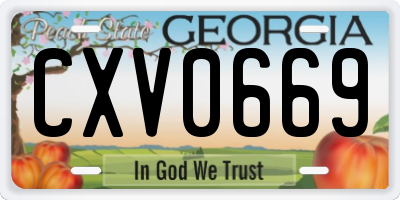 GA license plate CXV0669