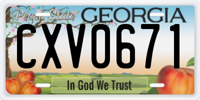 GA license plate CXV0671