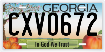 GA license plate CXV0672