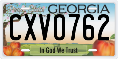 GA license plate CXV0762