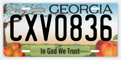 GA license plate CXV0836
