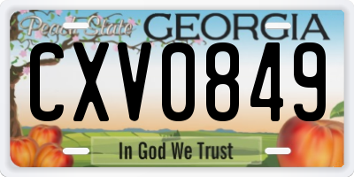 GA license plate CXV0849