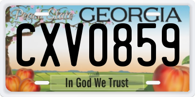 GA license plate CXV0859