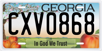 GA license plate CXV0868