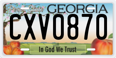 GA license plate CXV0870