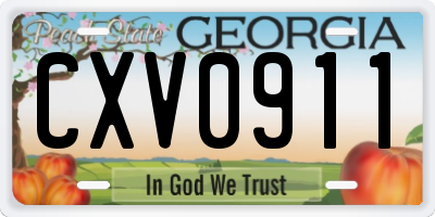 GA license plate CXV0911