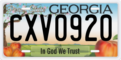 GA license plate CXV0920