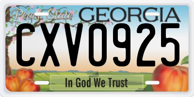 GA license plate CXV0925