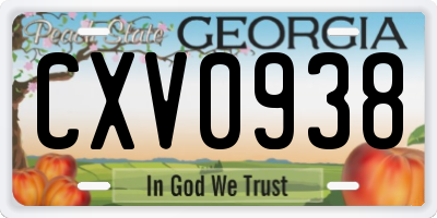 GA license plate CXV0938