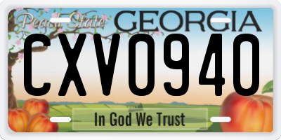 GA license plate CXV0940
