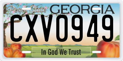 GA license plate CXV0949