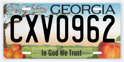 GA license plate CXV0962