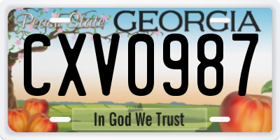 GA license plate CXV0987