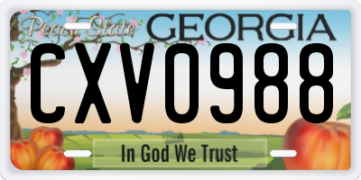 GA license plate CXV0988