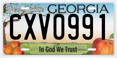 GA license plate CXV0991