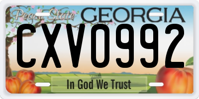 GA license plate CXV0992