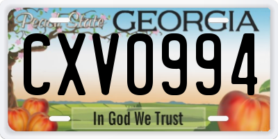 GA license plate CXV0994