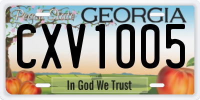 GA license plate CXV1005