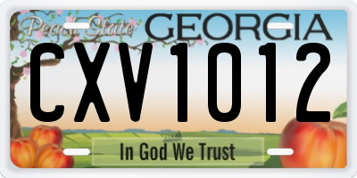 GA license plate CXV1012