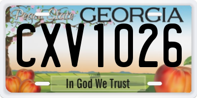 GA license plate CXV1026