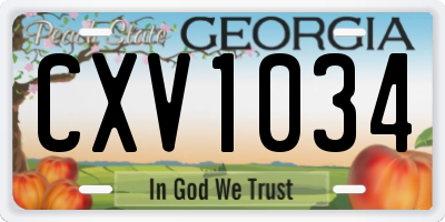 GA license plate CXV1034