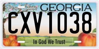 GA license plate CXV1038