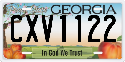 GA license plate CXV1122