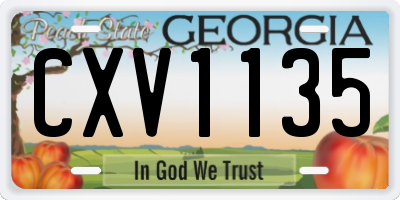 GA license plate CXV1135