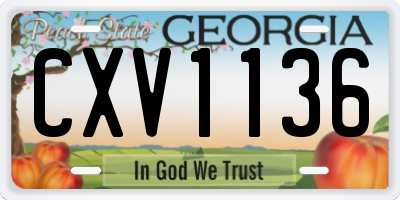 GA license plate CXV1136