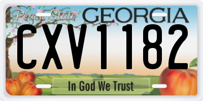 GA license plate CXV1182