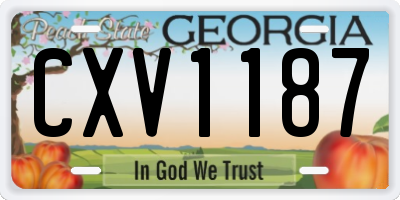 GA license plate CXV1187