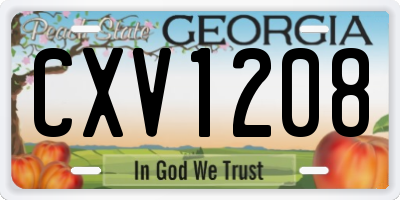 GA license plate CXV1208
