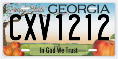 GA license plate CXV1212