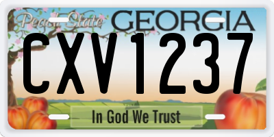 GA license plate CXV1237