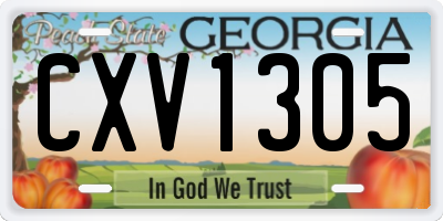 GA license plate CXV1305