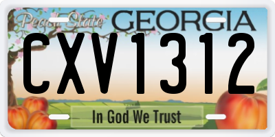 GA license plate CXV1312