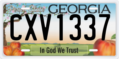 GA license plate CXV1337