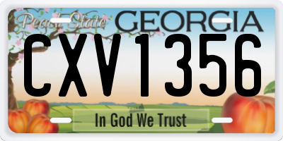GA license plate CXV1356