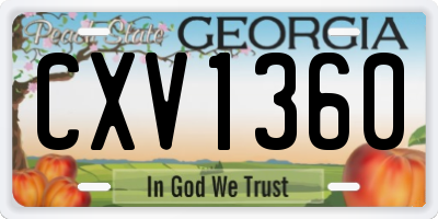 GA license plate CXV1360