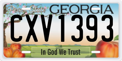 GA license plate CXV1393