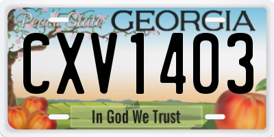 GA license plate CXV1403