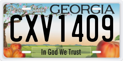 GA license plate CXV1409