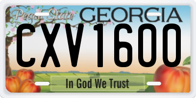 GA license plate CXV1600