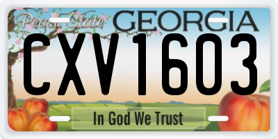 GA license plate CXV1603