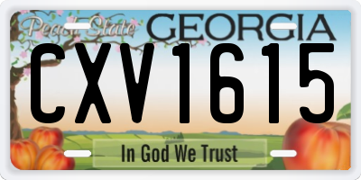 GA license plate CXV1615