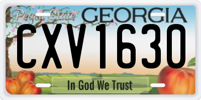 GA license plate CXV1630