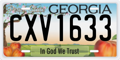 GA license plate CXV1633