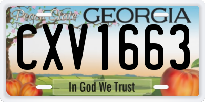GA license plate CXV1663