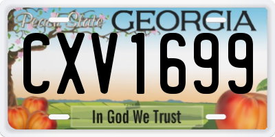 GA license plate CXV1699